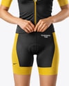 Woman Wearing Cycling Jersey and Bib Shorts Mockup