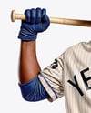 Black Man Wearing a Full Baseball Kit with Bat Mockup