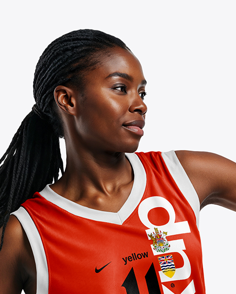 Black Woman Wearing Full Basketball Kit Mockup