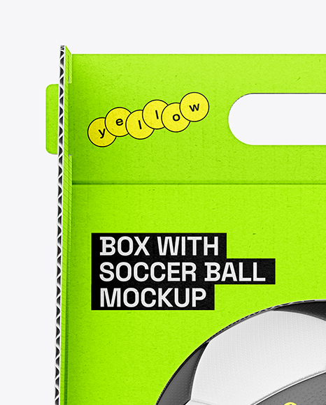Corrugated Box With Soccer Ball Mockup