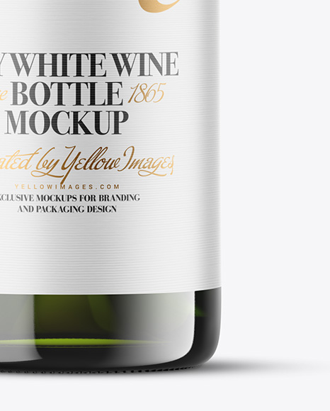 Green Glass White Wine Bottle Mockup