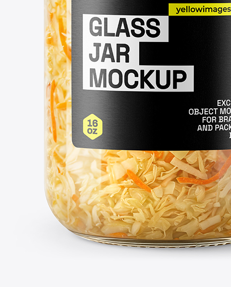 Clear Glass Jar with Sauerkraut Mockup