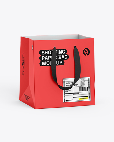 Paper Shopping Bag Mockup – Half Side View