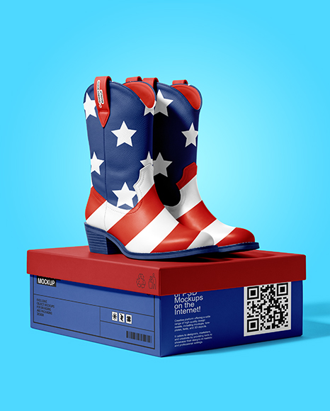 Cowboy Boots on Shoe Box Mockup