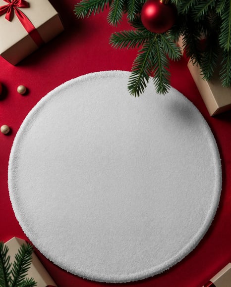 Christmas Round Carpet on The Red Floor Mockup
