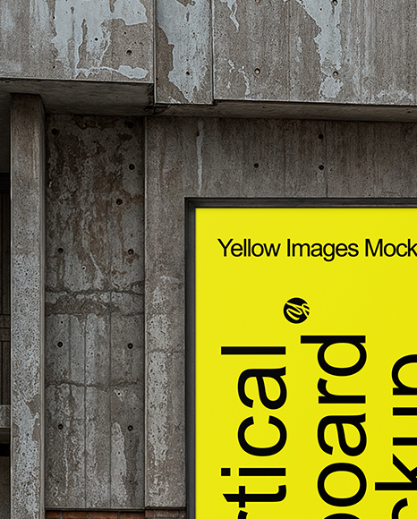 Vertical Billboard on a Brick and Concrete Wall Mockup