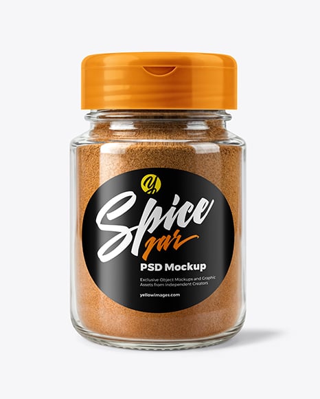 Glass Jar with Cinnamon Powder Mockup - Realistic mockups