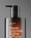 Amber Cosmetic Bottles with Pump Cap Mockup