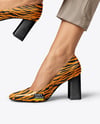 Block Heel Pumps on Woman's Legs Mockup