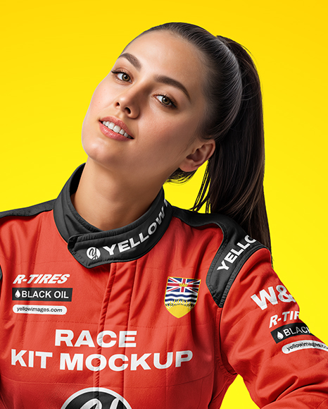 Woman Wearing Full Racing Kit Mockup
