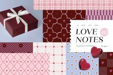 Love Notes. Seamless Vector Patterns - Graphics