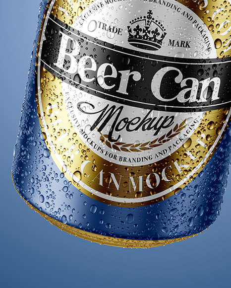 330ml Aluminium Can With Water Drops Mockup
