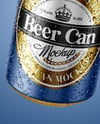 330ml Aluminium Can With Water Drops Mockup