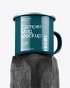 Camper Mug on Burnt Wood Mockup