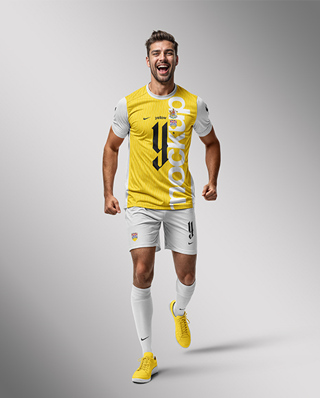 Man Wearing a Full Soccer Kit Mockup