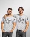 Two Young Men Wearing T-shirts and Jeans Mockup