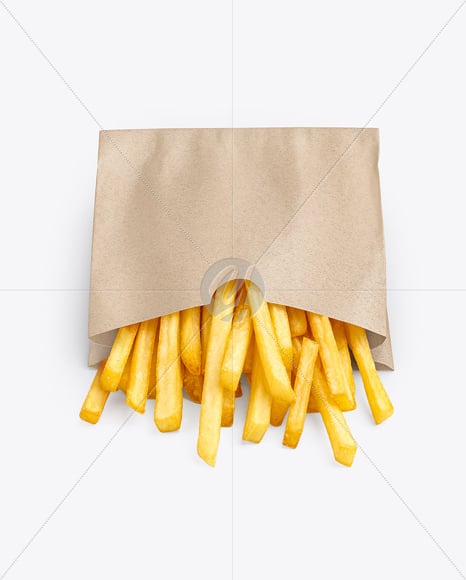 Kraft Paper Bag with French Fries Mockup