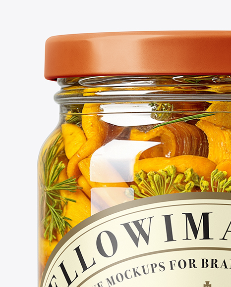 Glass Jar with Chanterelles Mushrooms Mockup