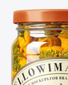 Glass Jar with Chanterelles Mushrooms Mockup