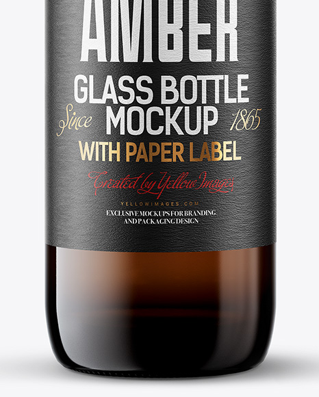 Amber Bottle with Cork Mockup