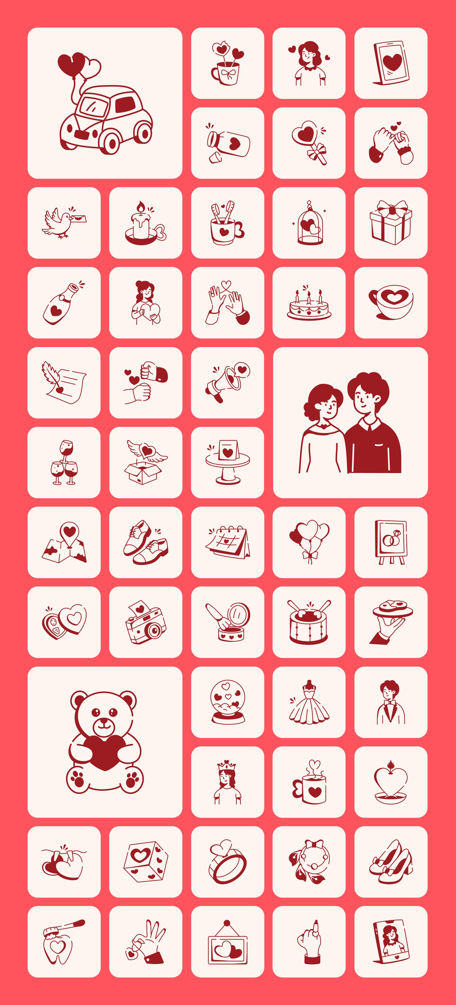 Love and Celebration Doodle Icons Bundle