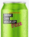 330ml Matte Metallic Drink Can with Drops Mockup