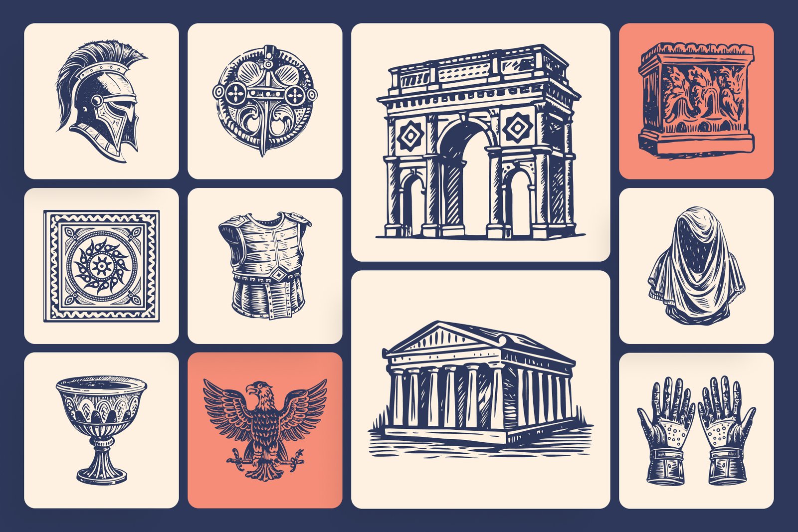Vintage Roman Icon Set