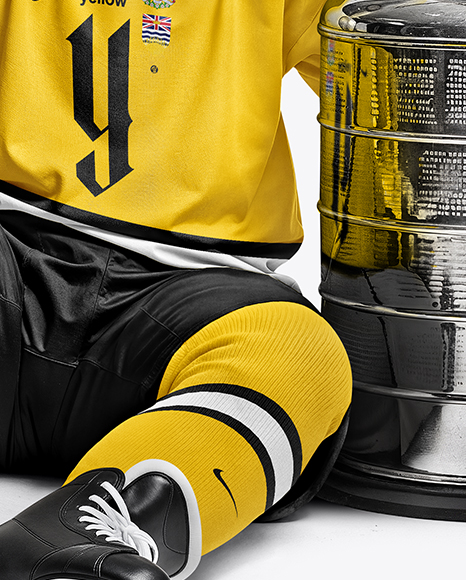 Ice Hockey Player with Stanley Cup Mockup
