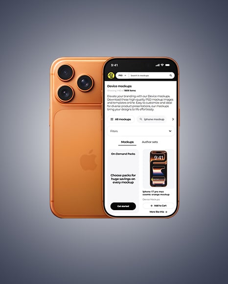 Two iPhone 17 Pro Max Cosmic Orange Mockup