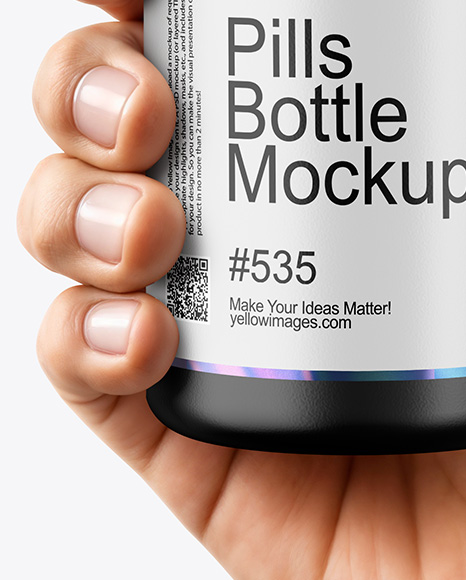 Plastic Pill Bottle in a Hand Mockup