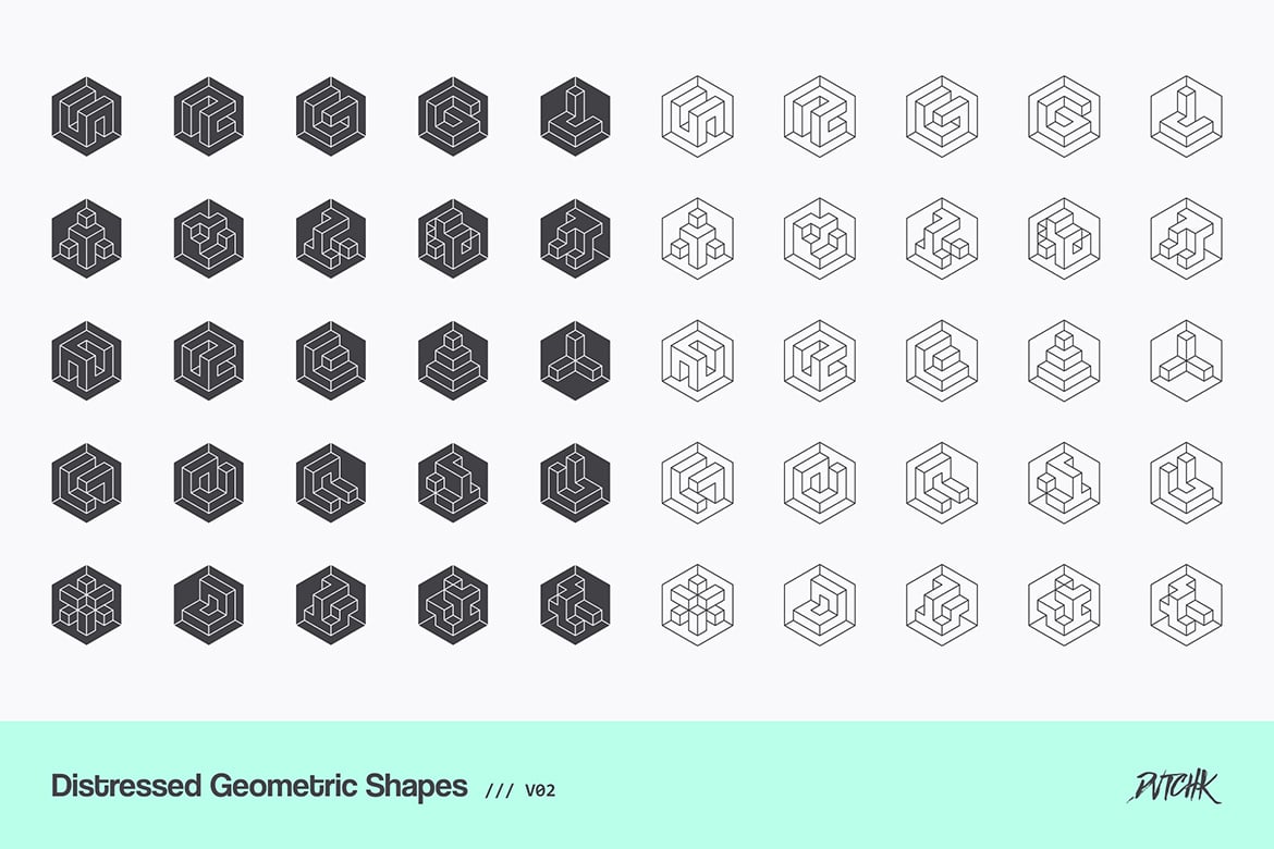 Distressed Geometric Shapes | V02