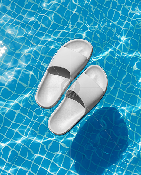 Slide Sandals in the Pool Mockup
