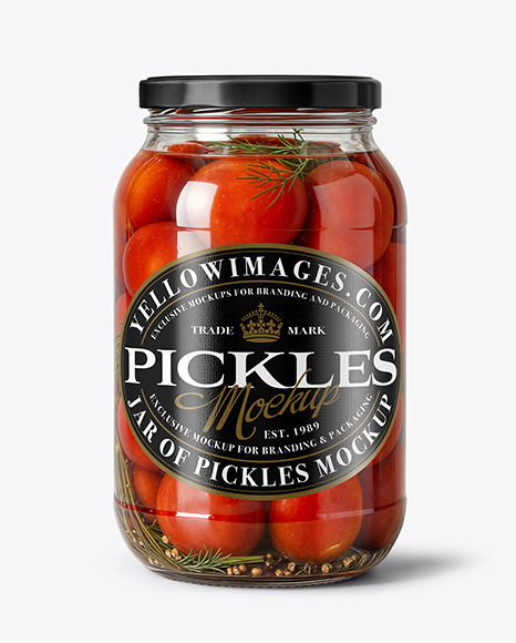 Clear Glass Jar with Pickled Tomatoes Mockup