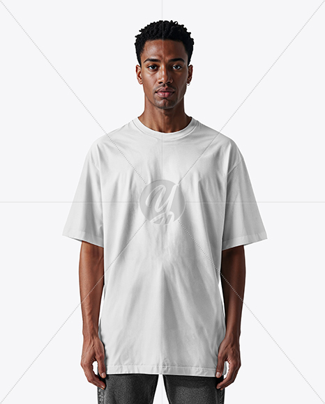 Black Man Wearing Oversize T-Shirt Mockup
