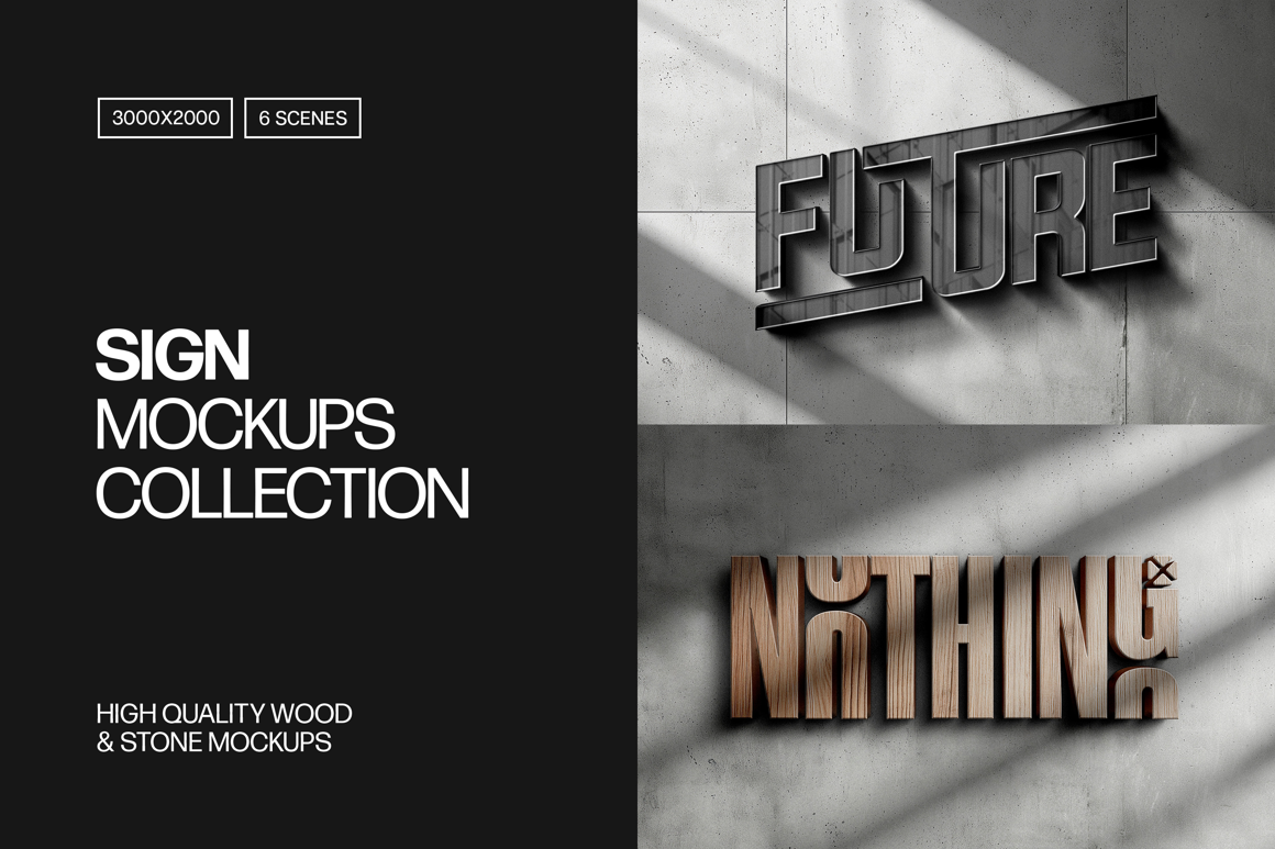 3D Sign Outdoor Urban Mockups