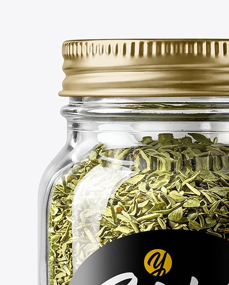 Glass Jar with Dried Tarragon Mockup