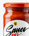 Clear Glass Jar with Tomato Salsa Mockup
