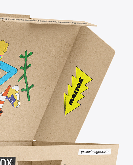 Opened Kraft Paper Food Box Mockup
