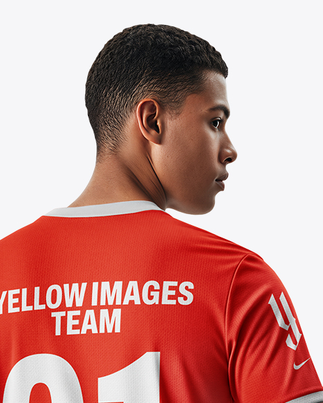 Man Wearing Full Volleyball Kit with Ball Mockup