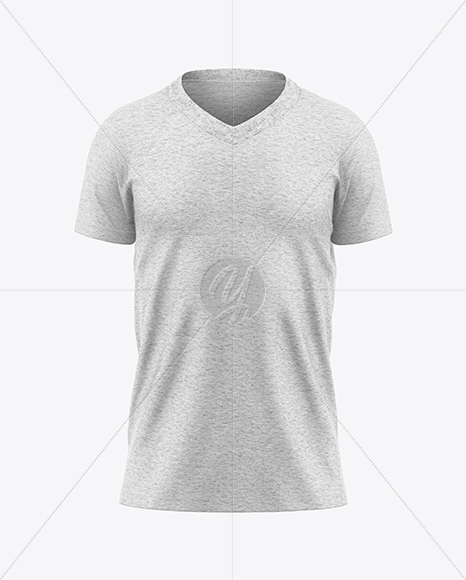 Kids Heather V-Neck T-Shirt Mockup - Front View