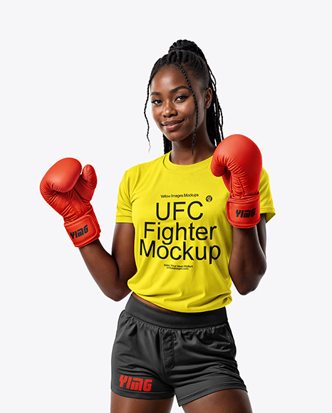 Black Female UFC Fighter Wearing T-Shirt & Shorts Mockup - Free+Smiling+Little+Girl+T+Shirt+Mockup+Psd+2018+Tshirt+Mockup+Shirt+Mockup+Girls+Tshirts