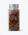 Square Glass Jar with Star Anise Mockup
