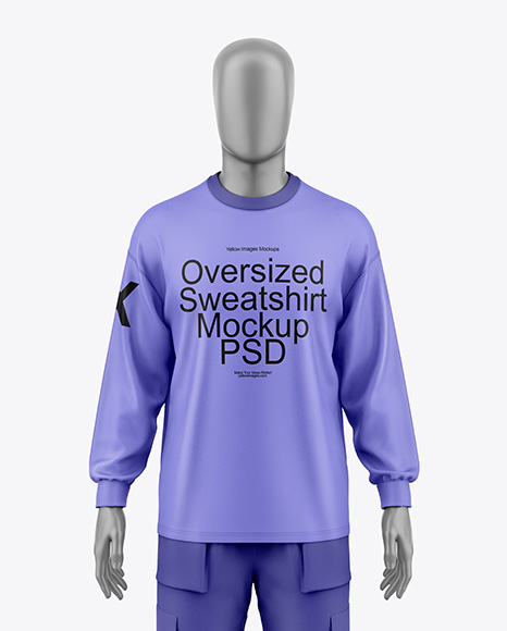 Men's Oversize Sweatshirt w/ Mannequin Mockup - Front View