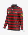 Men's Heather Raglan Long Sleeve Polo Shirt Mockup - Half Side View
