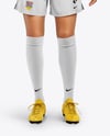 Woman Wearing Soccer Jersey and Shorts Mockup