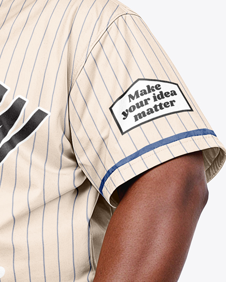 Black Man Wearing a Full Baseball Kit Mockup