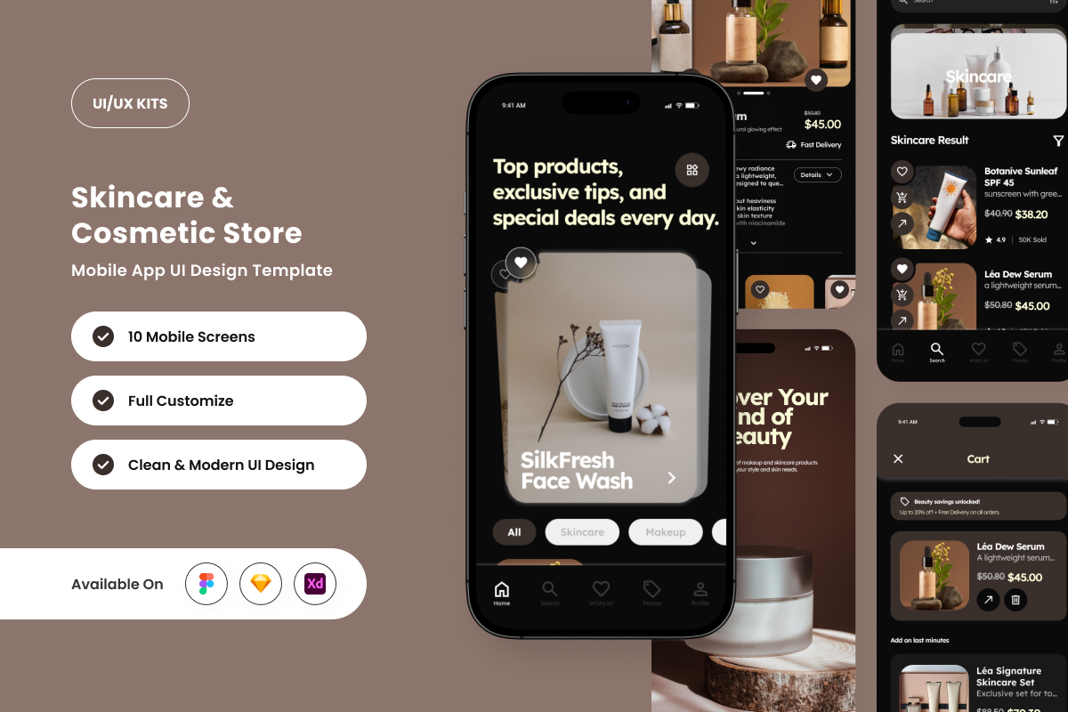 Velveta – Skincare E-commerce Mobile App UI Design