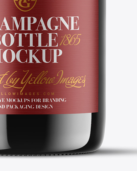 Green Glass Red Champagne Bottle Mockup