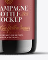 Green Glass Red Champagne Bottle Mockup