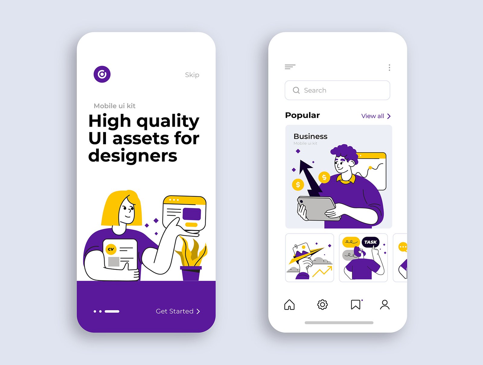 Flat Business Illustration Pack – Bold Purple &amp; Yellow